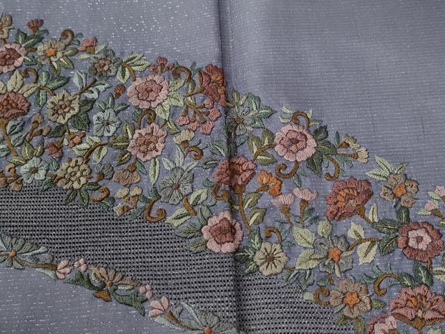 平和屋着物●訪問着　総刺繍　更紗花唐草文　暈し染め　金通し地　正絹　逸品　未使用　CABE3183yc_3