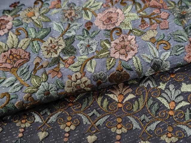 平和屋着物●訪問着　総刺繍　更紗花唐草文　暈し染め　金通し地　正絹　逸品　未使用　CABE3183yc_6