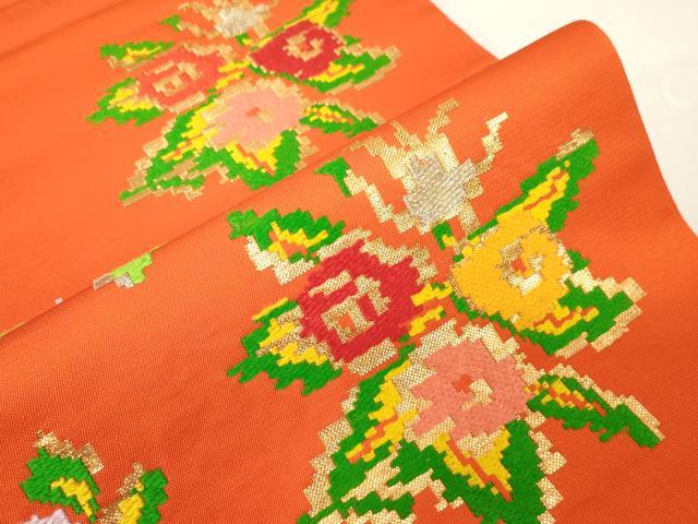 平和屋着物●龍村美術織物　たつむら　六通柄袋帯　唐織　東欧花弁文　金銀糸　正絹　逸品　CABE3616dy_2