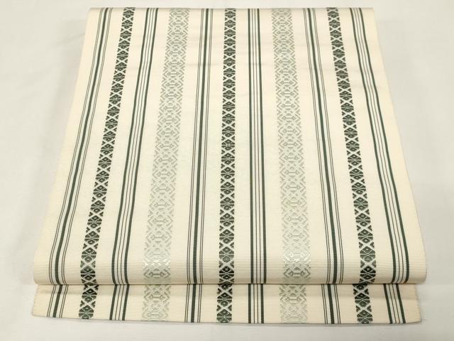 平和屋着物●人間国宝　小川善三郎　本場筑前博多献上織　八寸名古屋帯　草木染　献上　正絹　逸品　CABE3677dy