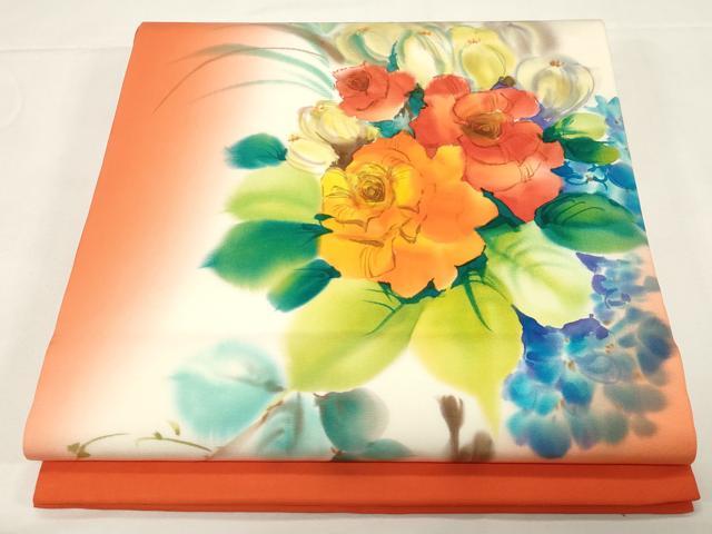 正絹 草花文 九寸名古屋帯 逸品 手描き 平和屋着物○塩瀬 作家物