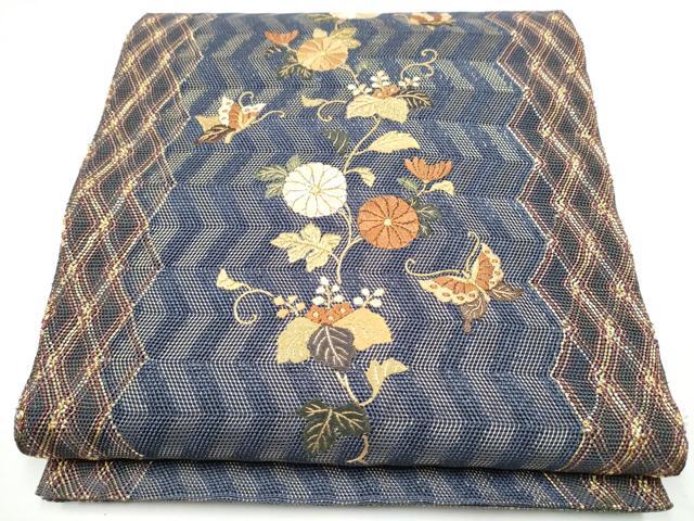 平和屋着物●塩瀬　つけ帯　草花　正絹　逸品　DABD0037op 平和屋着物○塩瀬 つけ帯 草花 正絹 逸品 DABD0037op 【公式通販】