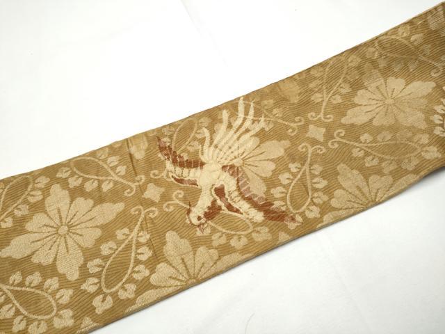平和屋着物●アンティーク　大正ロマン　九寸名古屋帯　花蝶文　金彩　正絹　逸品　CABE4499hy_5