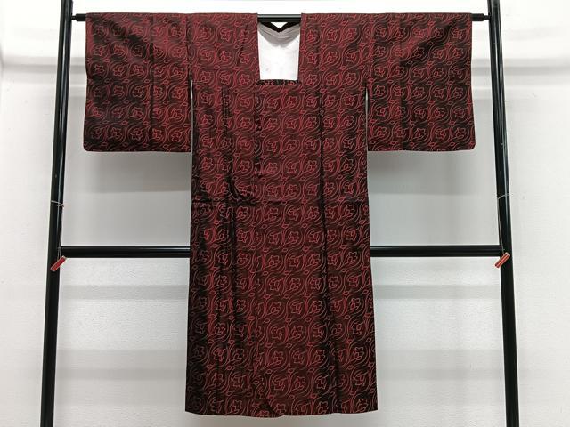 平和屋着物∞道行コート 雨コート 草花文 ロング丈 正絹 逸品