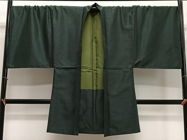平和屋着物∞男性　長羽織　紬地　鉄色　キングサイズ　正絹　逸品　CABE4918ua