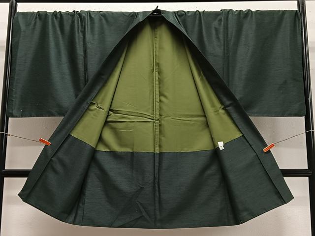 平和屋着物∞男性 長羽織 紬地 鉄色 キングサイズ 正絹 逸品