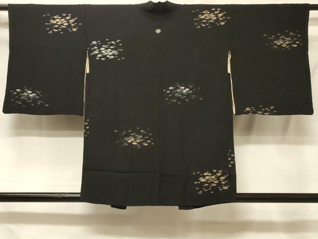 平和屋着物＃羽織　霞文　黒地　金銀糸　正絹　逸品　CABE5302in