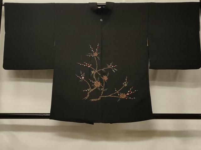 水着/浴衣 平和屋着物＃羽織 お召地 舞葉文 正絹 逸品 CABE4903ua