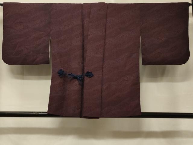 平和屋着物＃道中着　花唐草地紋　紫鳶色　正絹　逸品　CABE5470in
