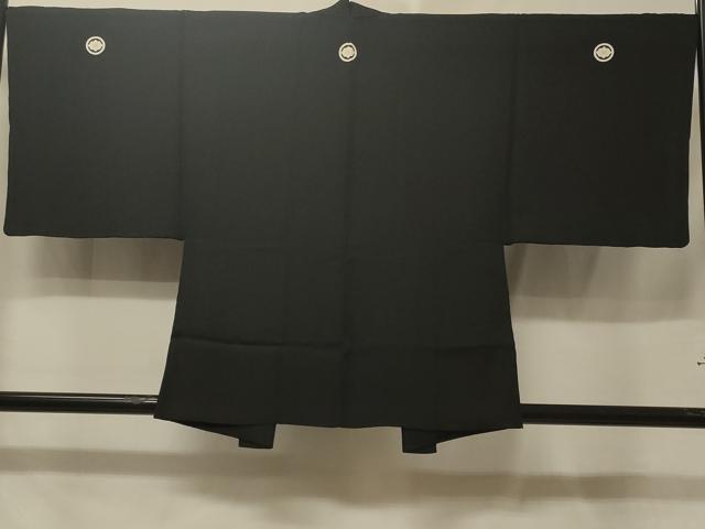 平和屋着物＃男性　羽織　黒紋付き　正絹　逸品　CABE5496in