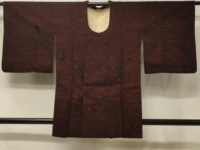 平和屋着物＃道行コート　輪奈ビロード　墨流し文様　正絹　逸品　CABE5566in