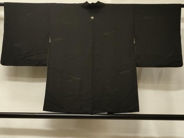 平和屋着物＃羽織　吹き寄せ文　黒地　正絹　逸品　CABE5600in