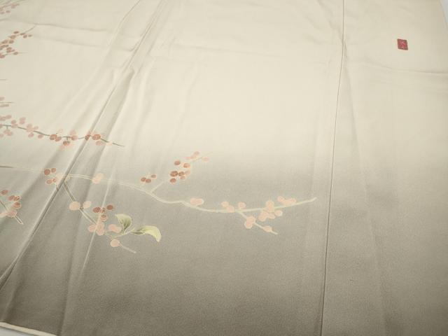 平和屋着物●十日町友禅　女流作家　遠田藤舟　訪問着　枝木の実　暈し染め　ロング丈　正絹　逸品　CABE6801ut_4