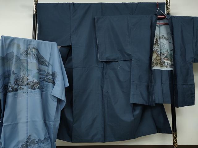 平和屋着物●男性　本場大島紬　アンサンブル　長襦袢セット　80亀甲　総詰め　正絹　逸品　CABE6854ut