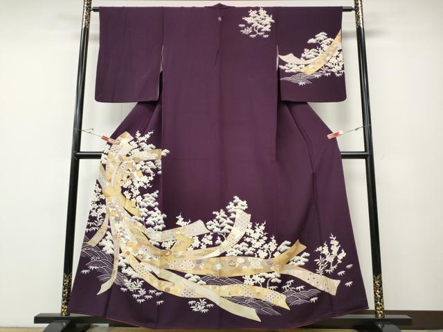 平和屋着物●訪問着　束ね熨斗草花文　金彩　鬼しぼ縮緬　正絹　逸品　CABE6889ut 32,110円