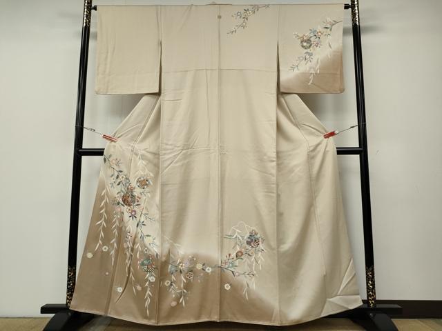 平和屋着物●訪問着　仕覆枝花文　暈し染め　金彩　正絹　逸品　CABE6900ut