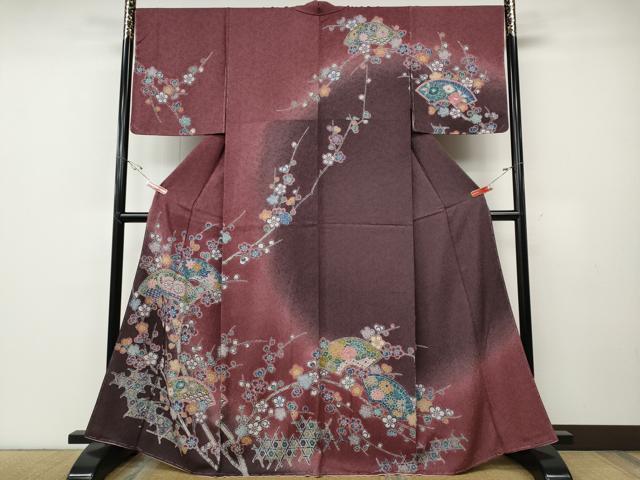 平和屋着物●訪問着　地紙枝花文　暈し染め　正絹　逸品　未使用　CABE6920ut