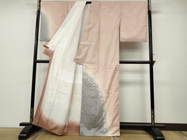 平和屋着物●五月みどりプロデュース　結城紬地　訪問着　手描き　真珠　正絹　逸品　CABE7012ut_1