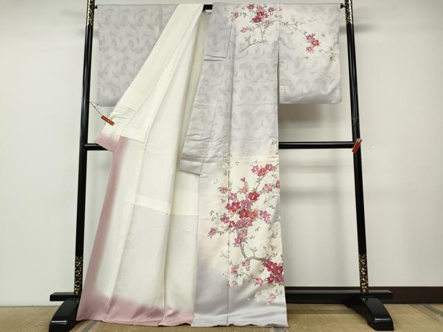 平和屋着物●訪問着　枝花文　暈し染め　金彩　ロング丈　正絹　逸品　CABE7055ut_1