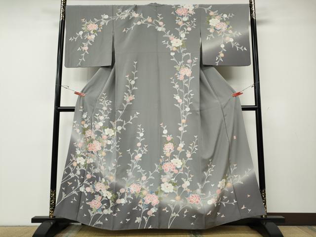 平和屋着物○訪問着 友禅 作家物 枝花文 暈し染め 正絹 逸品 