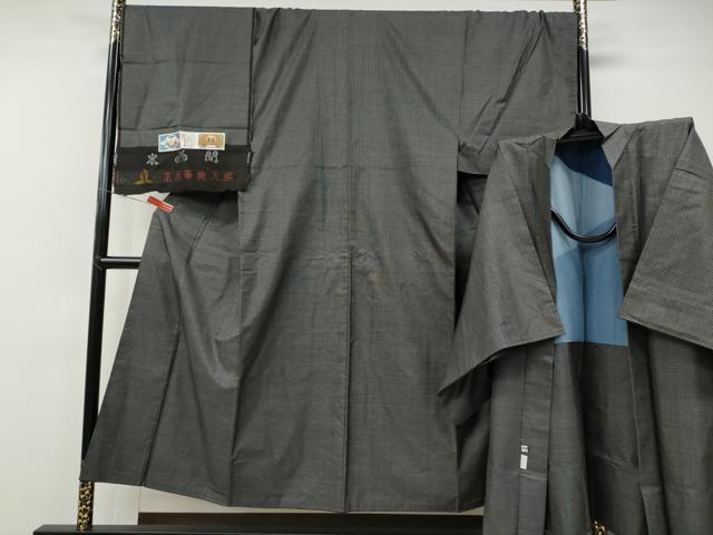 平和屋着物●男性　本場大島紬　アンサンブル　泥染め　吉祥文　水間輝利作　証紙付き　キングサイズ　正絹　逸品　CABE7188ut