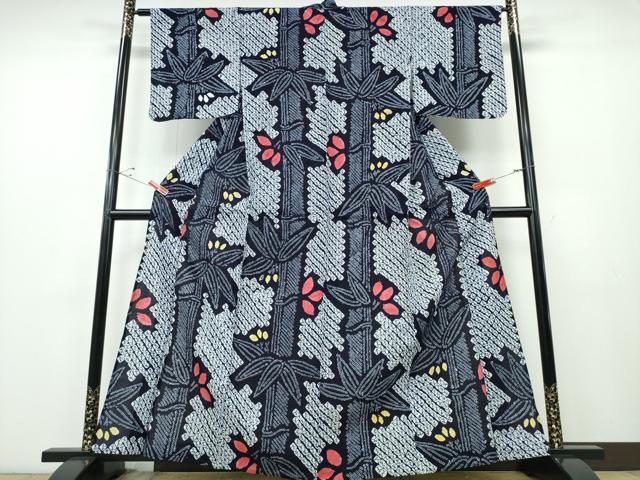 平和屋着物∴夏物　浴衣　有松鳴海絞り　笹竹文　綿　逸品　CABE8819ng