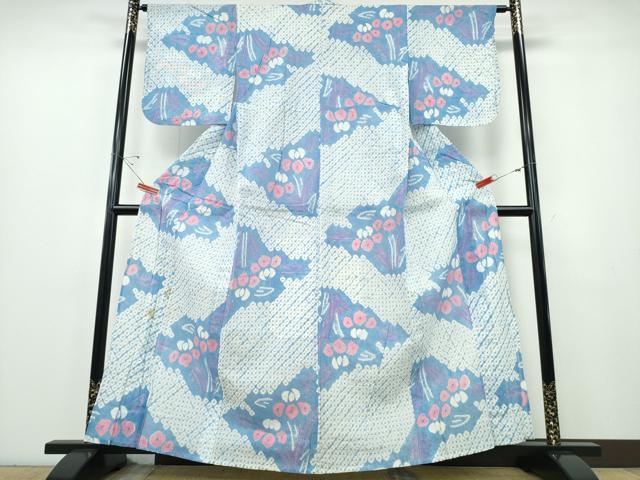 平和屋着物∴夏物　浴衣　有松鳴海絞り　杜若　綿　逸品　CABE8886ng