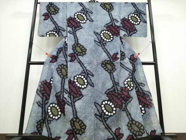 平和屋着物∴夏物　浴衣　有松鳴海絞り　向日葵　綿　逸品　CABE8966ng