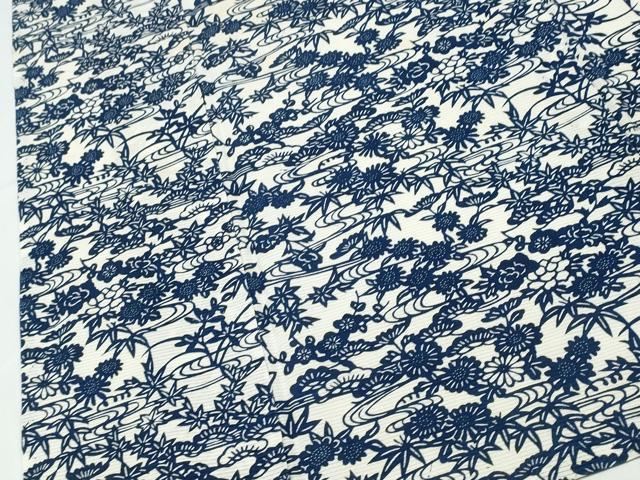 平和屋着物∴夏物　浴衣　綿絽　松竹梅花文　綿　逸品　CABE8972ng_3