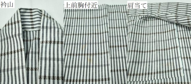 平和屋着物∴夏物　男性　浴衣　手縫い　縞　横段吉祥文　日本製　綿　逸品　CABE9017ng_6