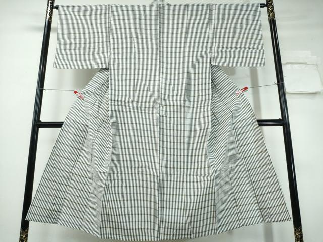平和屋着物∴夏物　男性　浴衣　手縫い　縞　横段吉祥文　日本製　綿　逸品　CABE9017ng_1