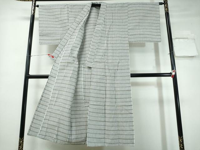 平和屋着物∴夏物　男性　浴衣　手縫い　縞　横段吉祥文　日本製　綿　逸品　CABE9017ng_2