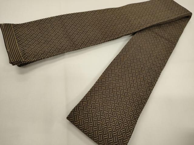 平和屋着物●男性　本場筑前博多織　角帯　網代文様　正絹　逸品　CABF0276ak