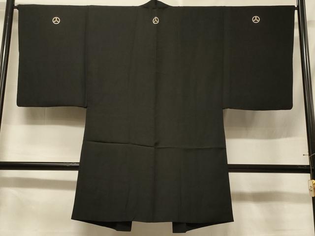 平和屋着物＃男性　長羽織　黒紋付　羽裏：ライオン　正絹　逸品　CABF1258in 15,912円