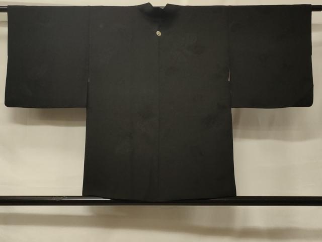 平和屋着物＃羽織　舞葉地紋　黒地　正絹　逸品　CABF1518in