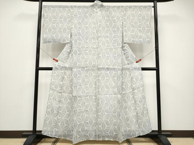平和屋着物＊夏物　越後上布　麻の葉文様　逸品　CABF2465tx