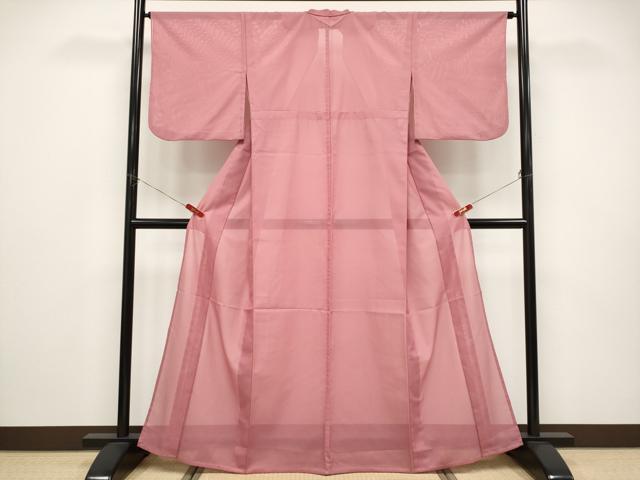 平和屋着物＊夏物　色無地　絽　桃色　洗える着物　CABF2499tx_1