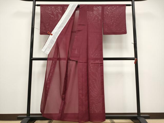 平和屋着物＊夏物　色無地　絽　葡萄色　洗える着物　未使用　CABF2500tx_2