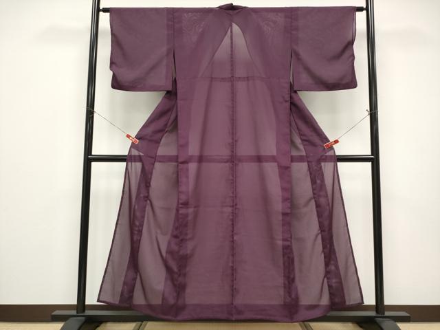 平和屋着物＊夏物　色無地　絽　似せ紫色　洗える着物　CABF2503tx_1