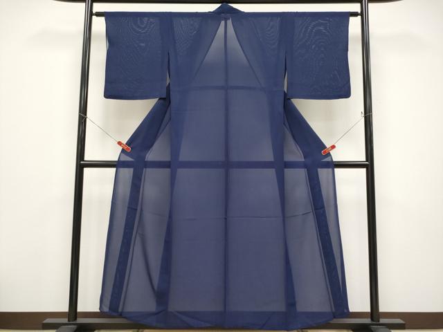 平和屋着物＊夏物　色無地　絽　濃紺地　正絹　逸品　CABF2514tx_1