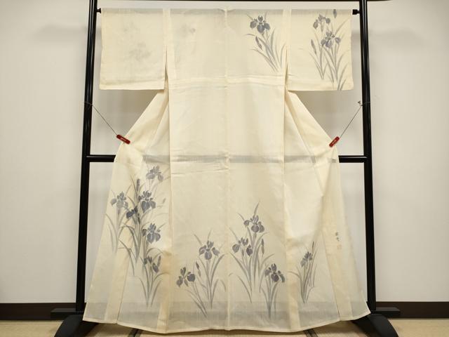 平和屋着物＊夏物　訪問着　紗紬　作家物　手描き　杜若　正絹　逸品　CABF2521tx
