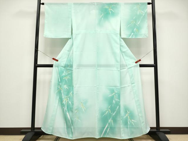 平和屋着物＊夏物　訪問着　絽　手描き　笹竹文　暈し染め　洗える着物　CABF2640tx