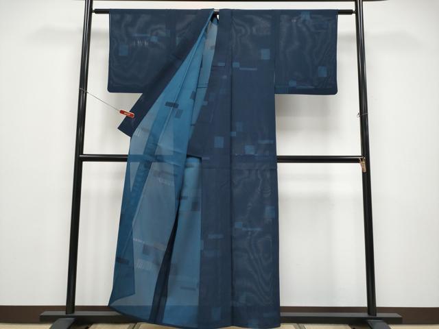 平和屋着物＊夏物　小紋　紗　幾何学文様　正絹　逸品　CABF2656tx_2