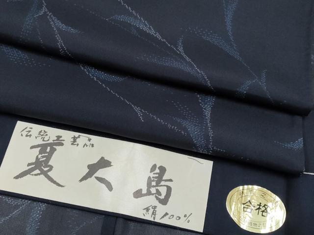平和屋着物＊夏物　本場大島紬　夏大島　枝葉文　証紙付き　正絹　逸品　CABF2660tx