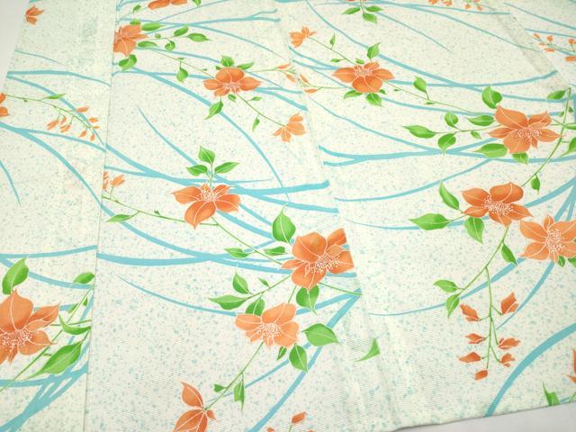 平和屋着物＊夏物　小紋　絽　枝花文　洗える着物　CABF2662tx_3