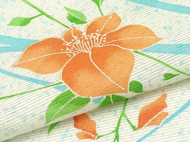 平和屋着物＊夏物　小紋　絽　枝花文　洗える着物　CABF2662tx_4
