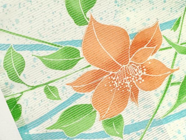 平和屋着物＊夏物　小紋　絽　枝花文　洗える着物　CABF2662tx_6
