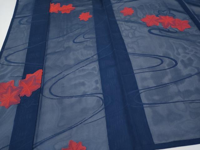 平和屋着物＊夏物　小紋　紗　竜田川　正絹　逸品　未使用　CABF2688tx_3