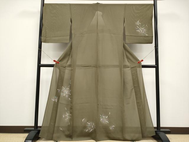 平和屋着物＊夏物　訪問着　絽　駒刺繍　抽象文　金彩　正絹　逸品　CABF2690tx