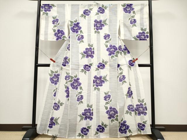 平和屋着物∴夏物　浴衣　綿絽　牡丹　綿　逸品　CABF2721tx